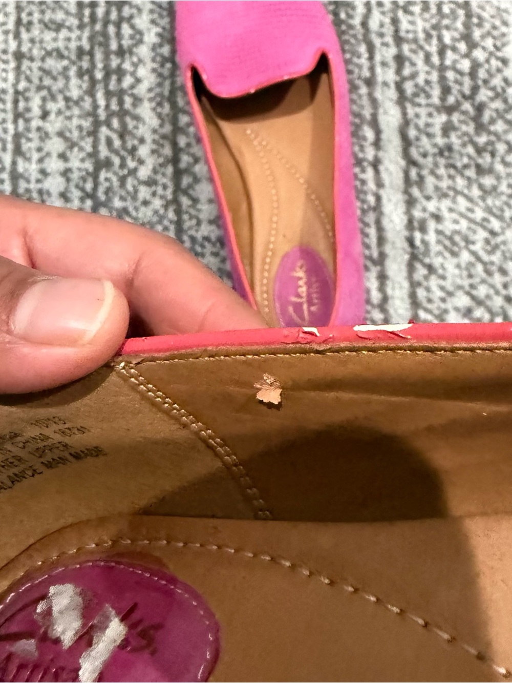 Clarks Artisan Pink Tige De Cuir Loafers Suede Flats size 6M - Picture 7 of 8
